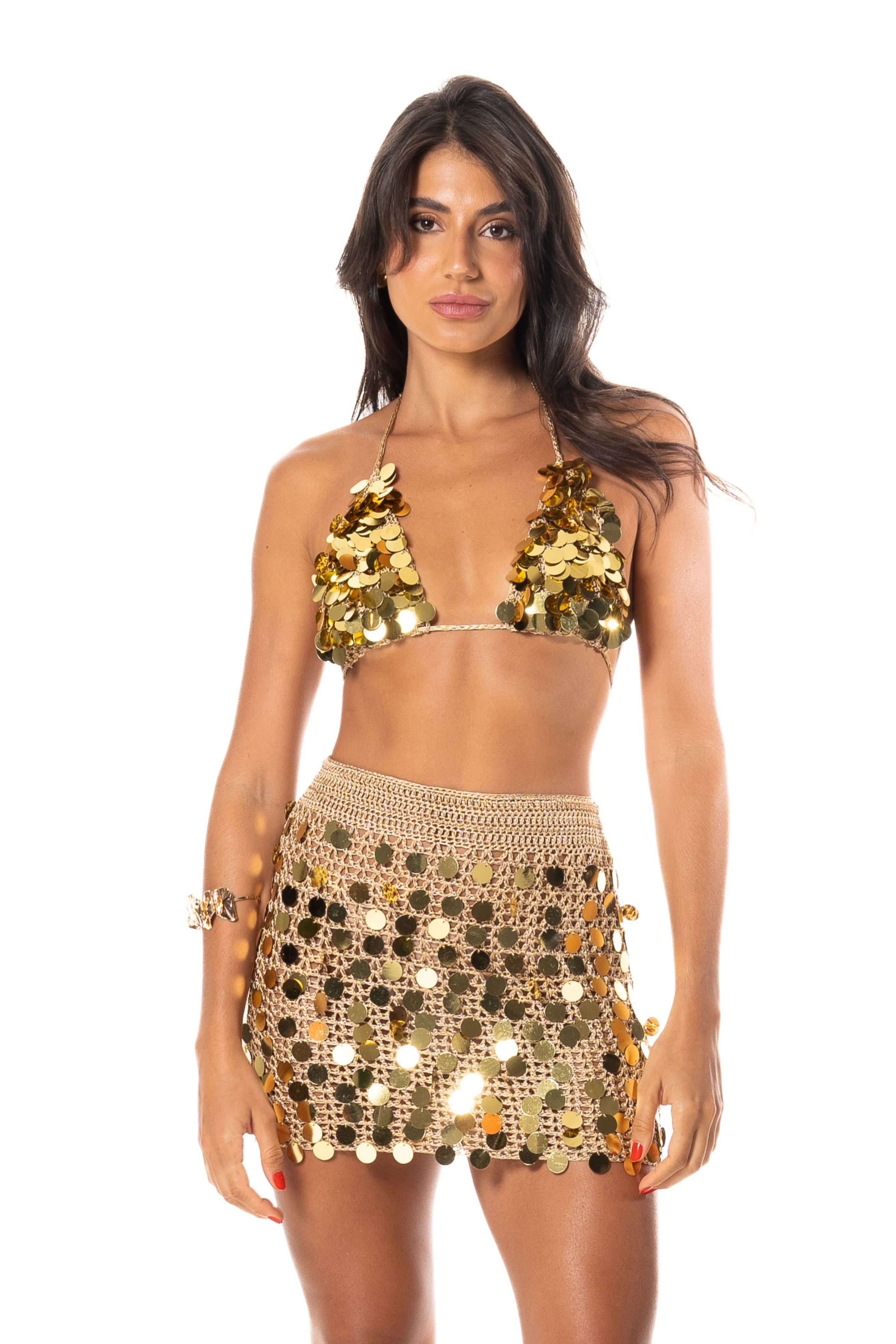 Crochê Saia Cosmic Dourada – Linha seda