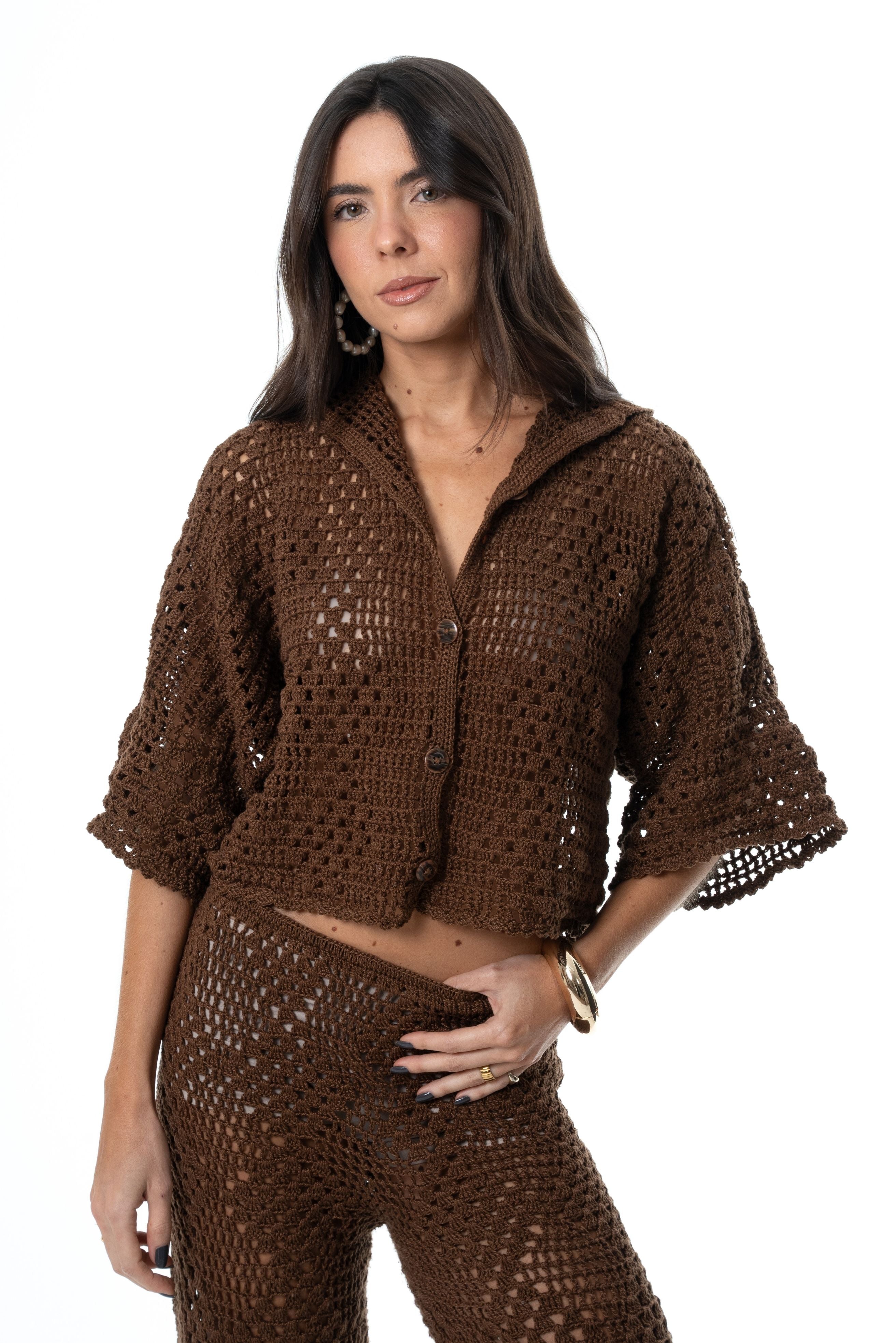 Crochê – Blusa Martini - Marrom