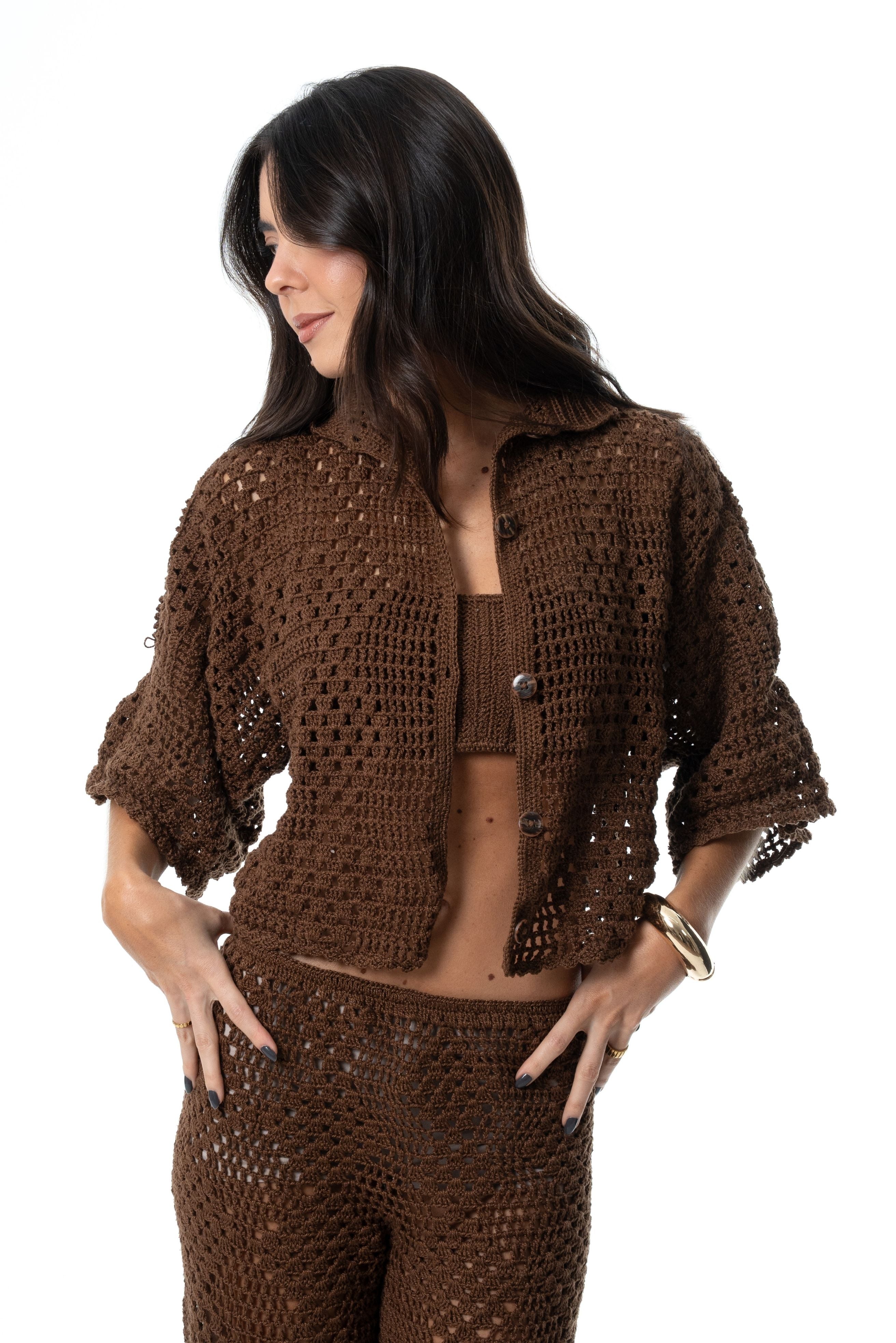 Crochê – Blusa Martini - Marrom