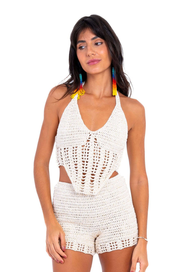 Crochê - Short Shine Off White