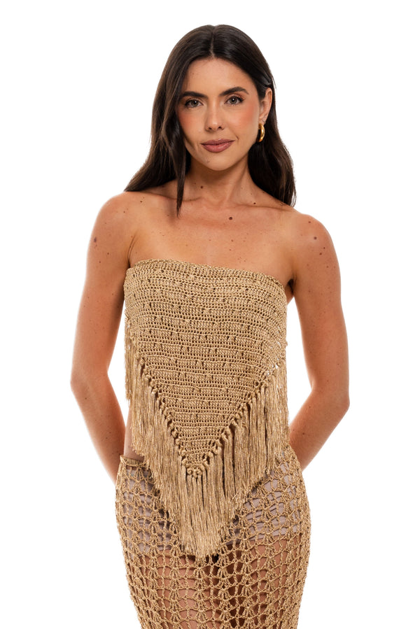 Crochê – Cropped Urca – Linha de Seda – Dourado