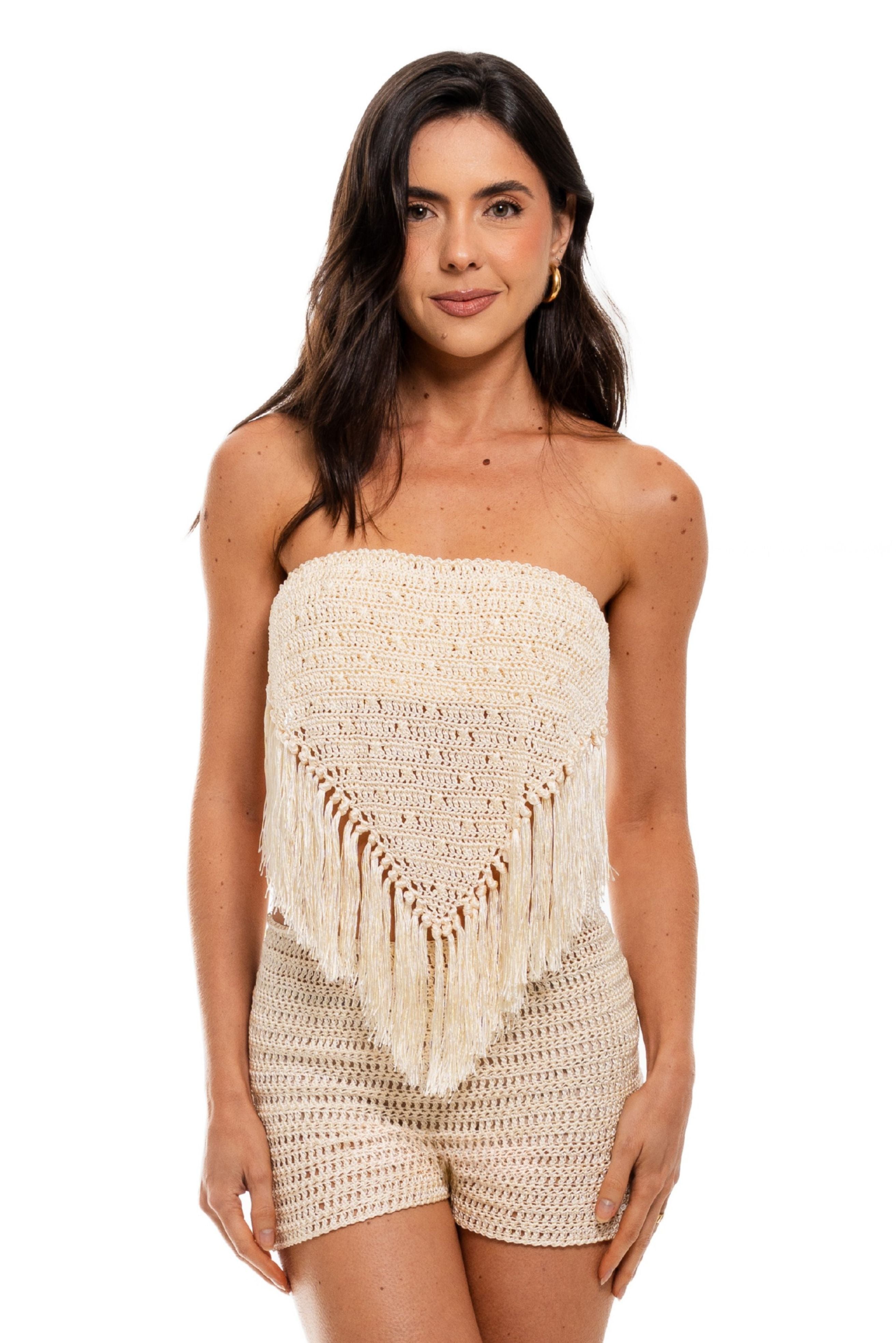 Crochê – Cropped Urca – Linha de Seda – Off-white