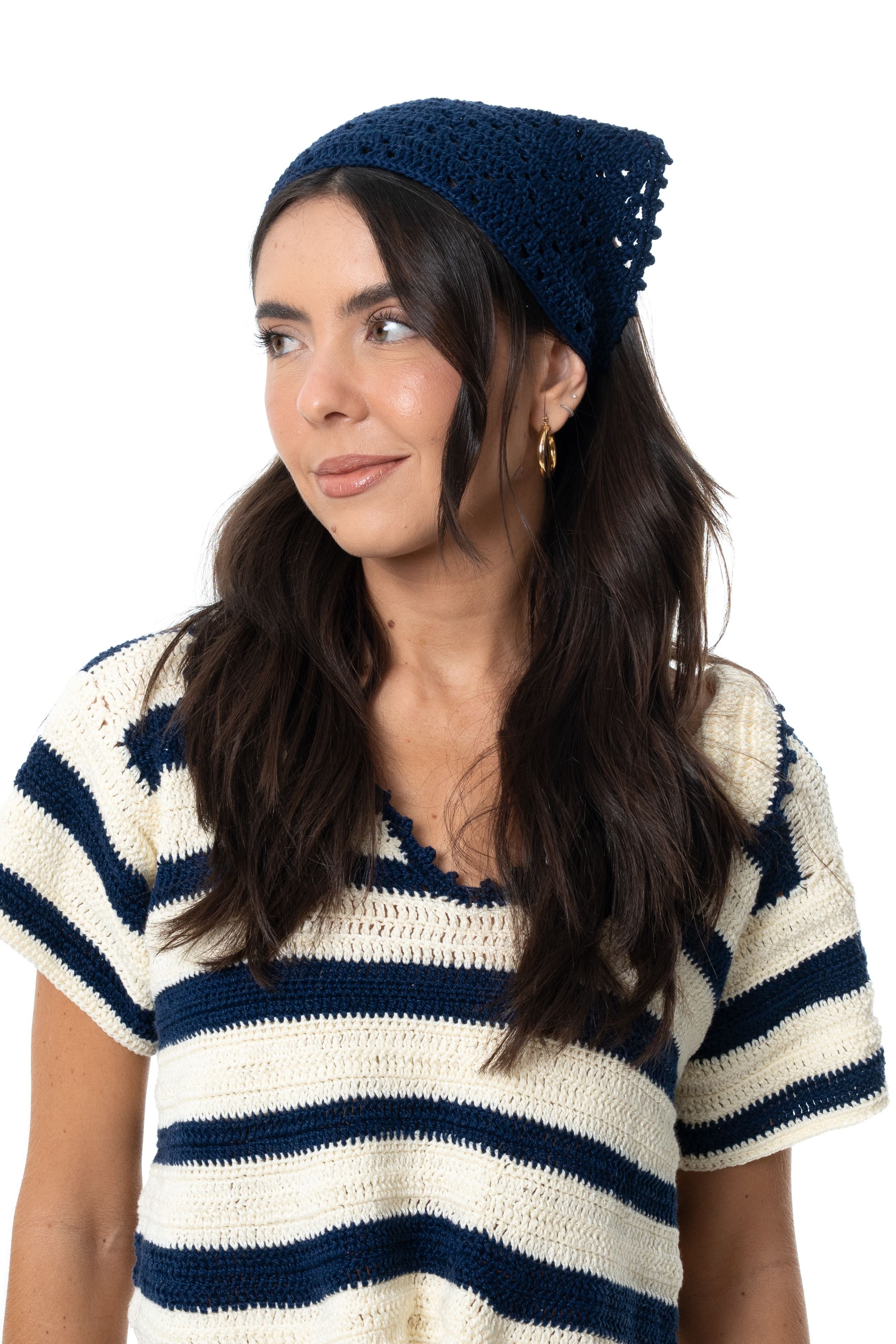 Crochê - Bandana - Azul Marinho
