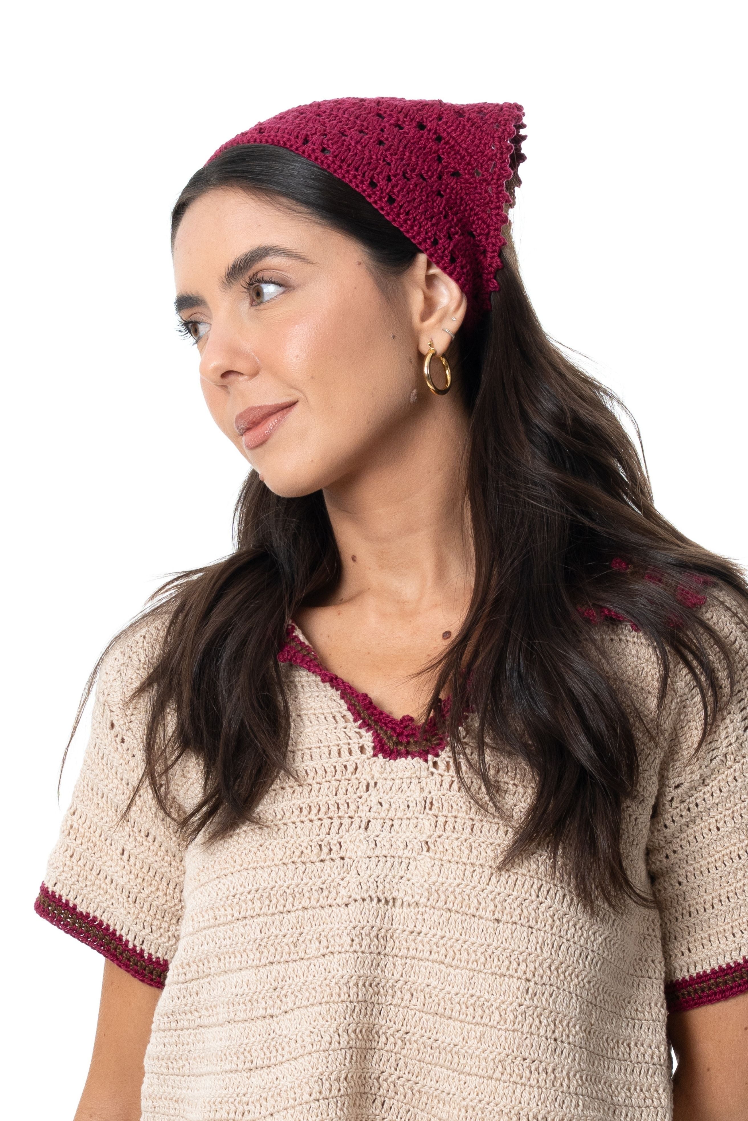 Crochê - Bandana - Marsala