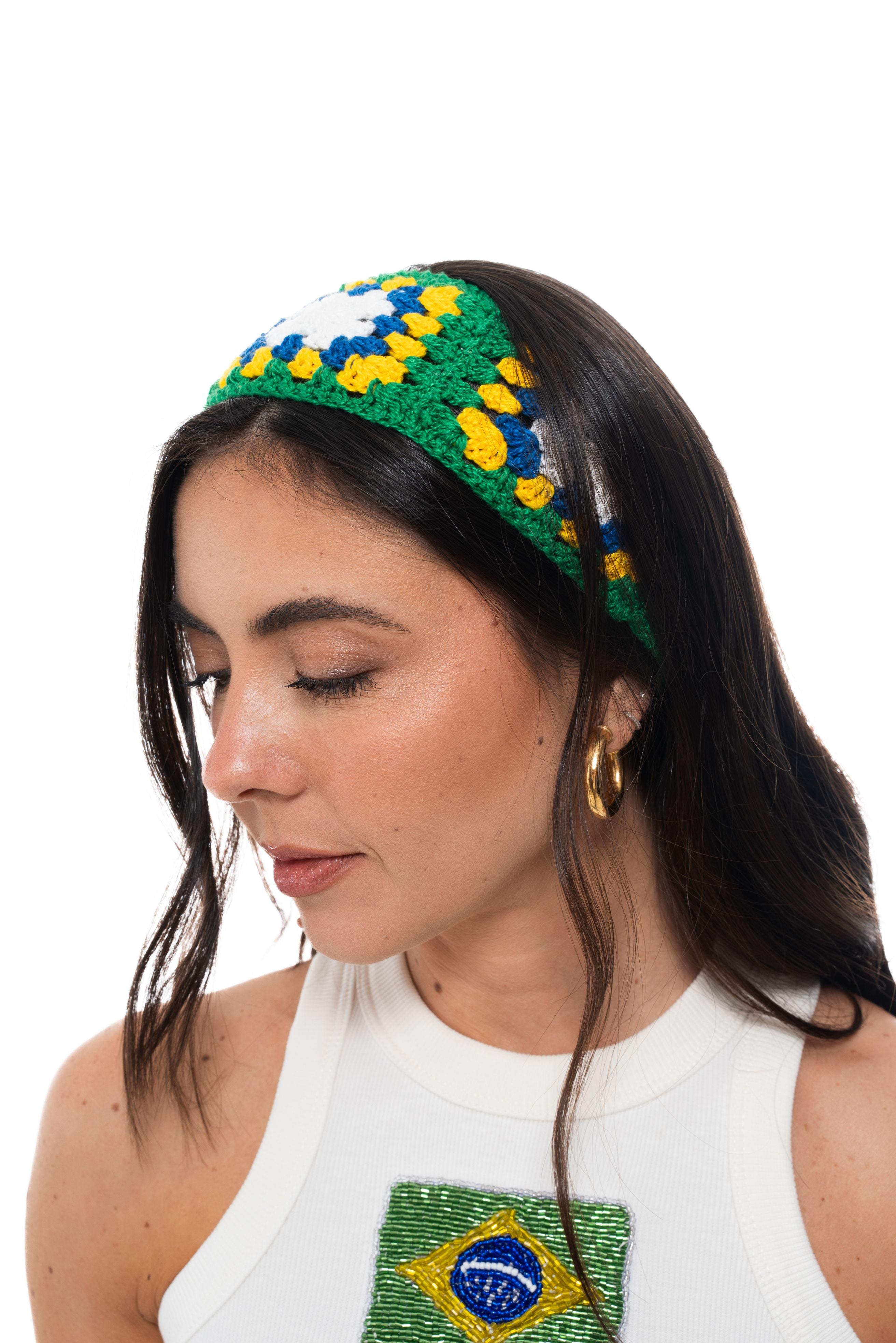 Crochê - Faixa de Cabelo Brasil - Verde