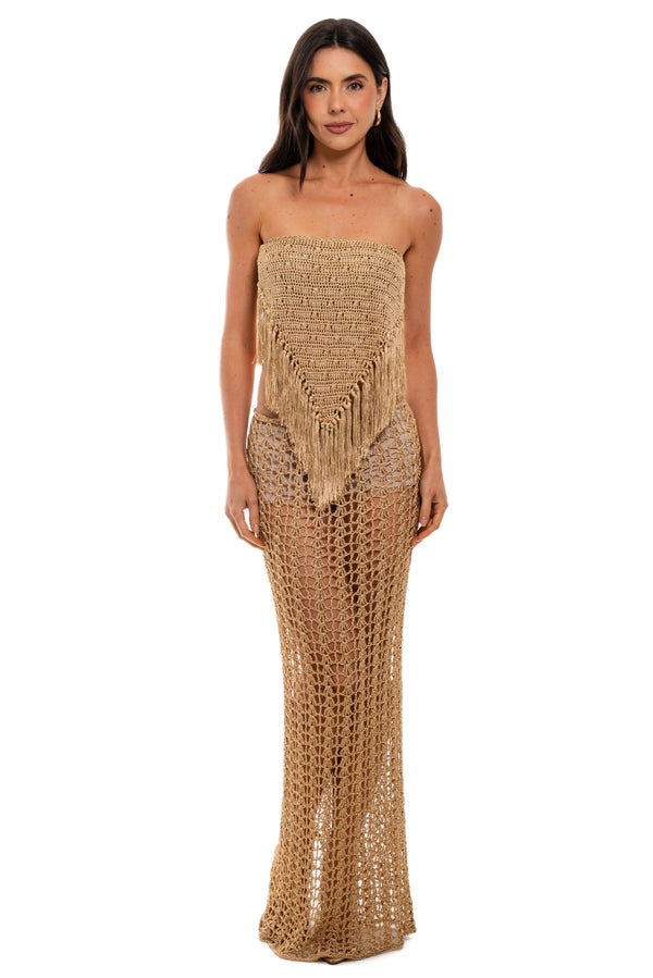 Crochê - Saia Longa Sanca – Dourada