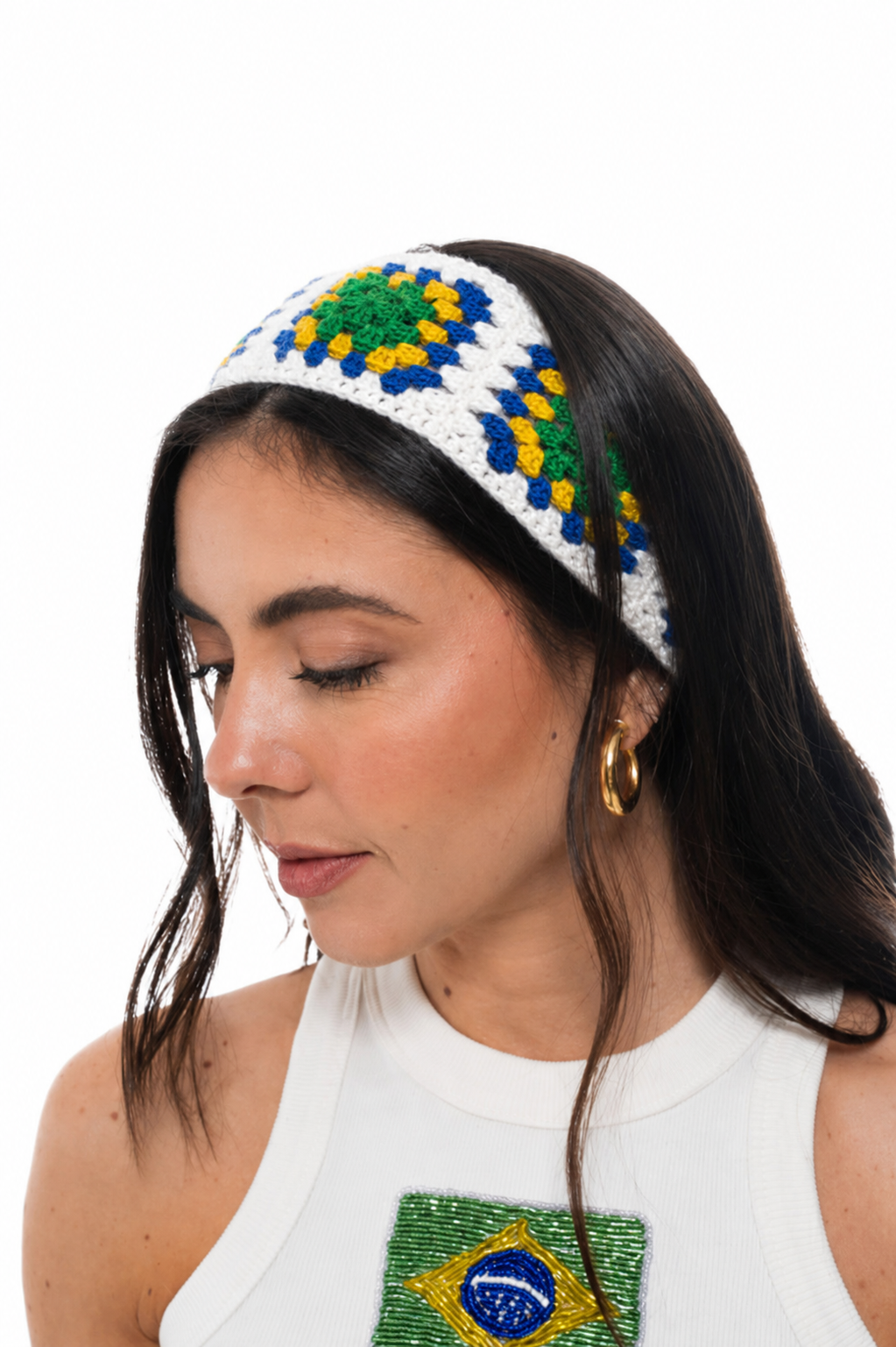 Crochê - Faixa de Cabelo Brasil - Branca